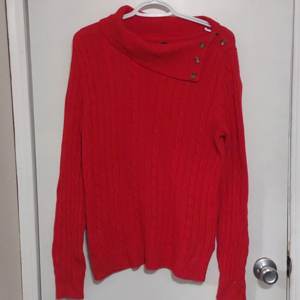 Tommy Hilfiger red asymmetrical sweater